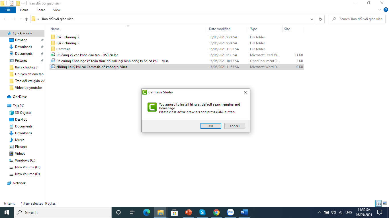 Cẩn thận khi cài Camtasia để không bị virut