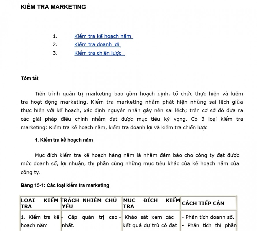 Quản trị Marketing - Kiểm tra các hoạt động Marketing