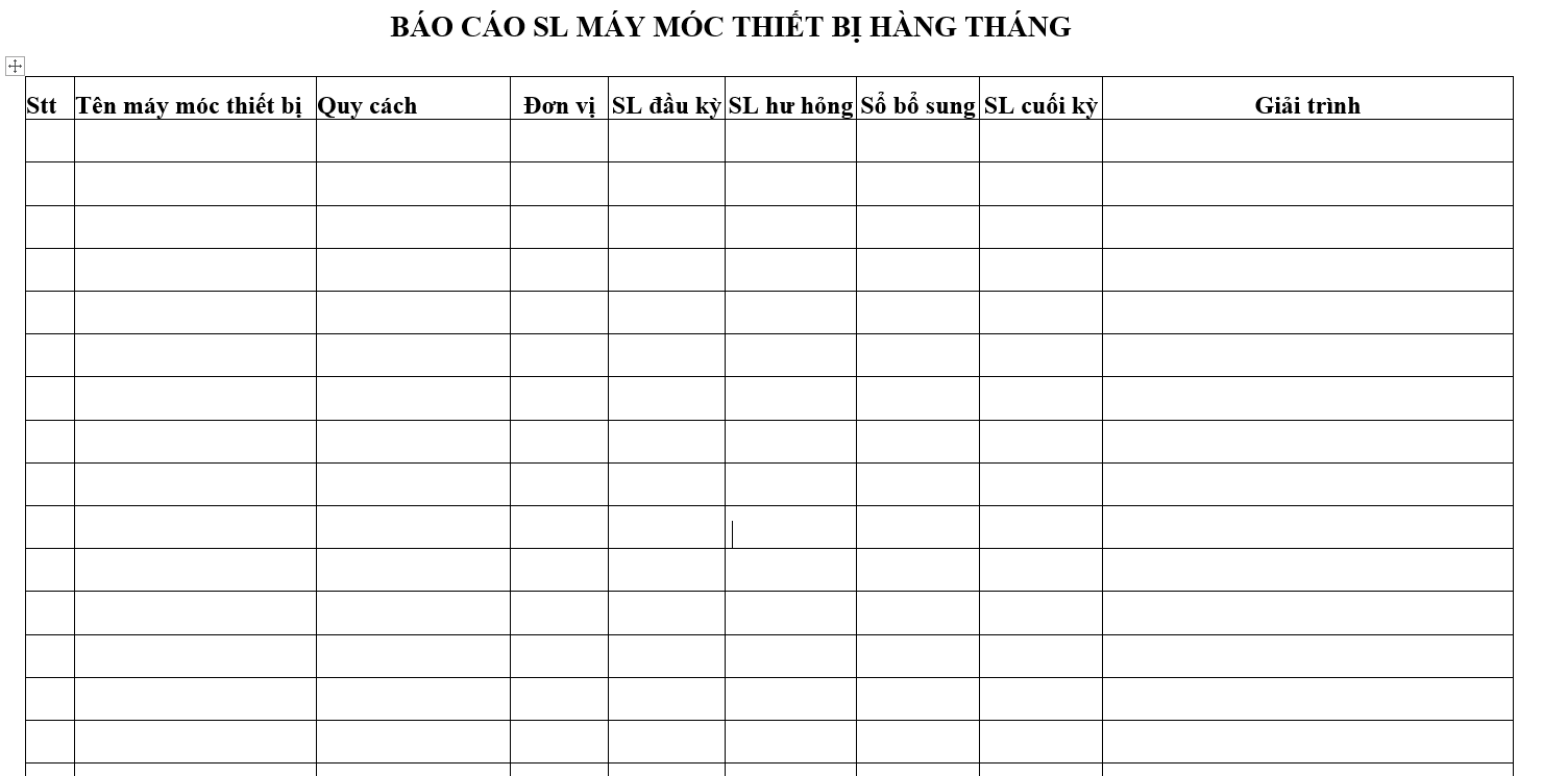 Quy trình bảo hành, bảo trì - Báo cáo SL mày móc thiết bị hàng tháng