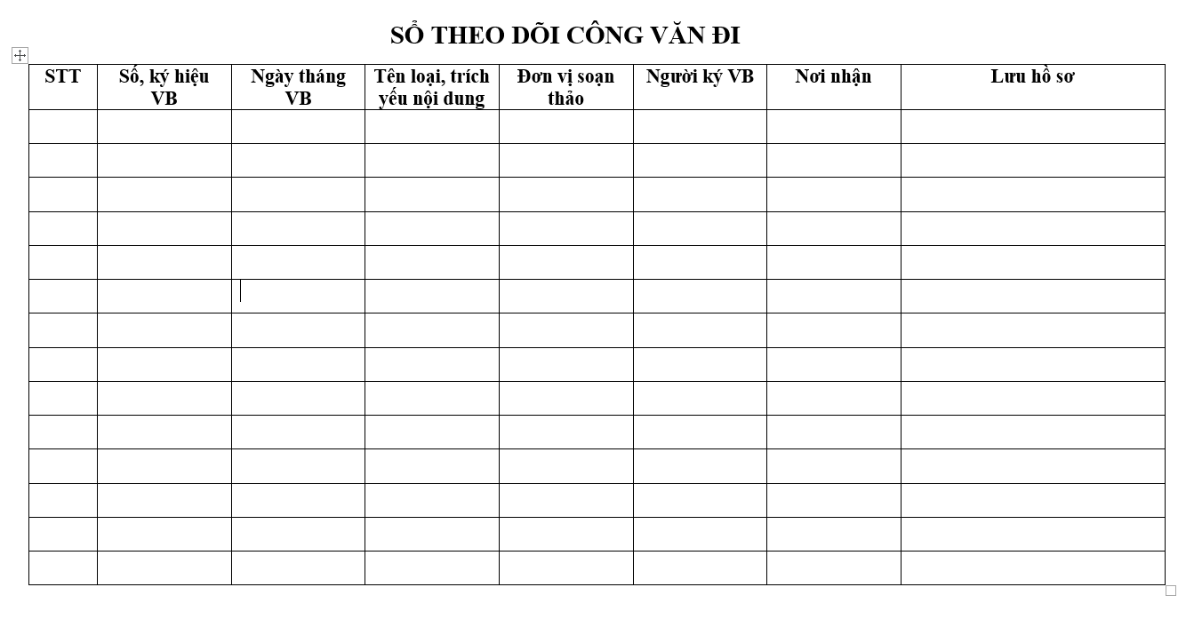 Quy trình quản lý công văn đến, công văn đi - Sổ theo dõi công văn đi