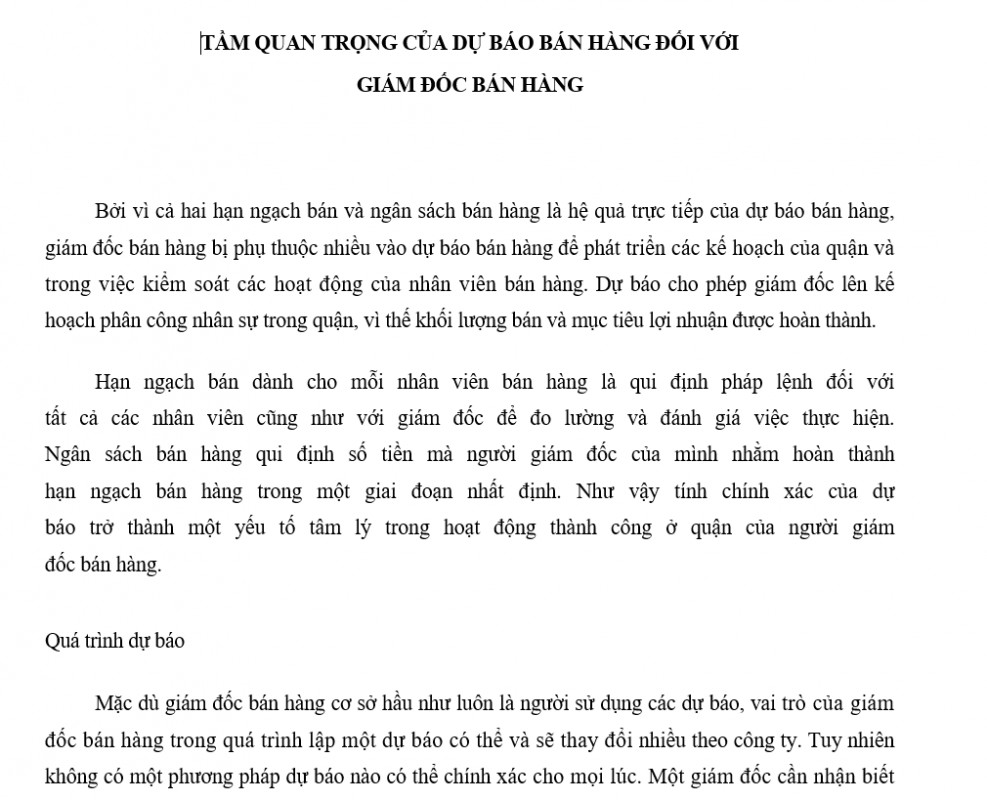 Quy trình bán hàng - Tầm quan trọng của dự báo bán hàng đối với giám đốc bán hàng