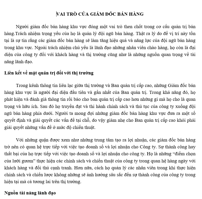 Quy trình bán hàng - Vai trò của giám đốc bán hàng