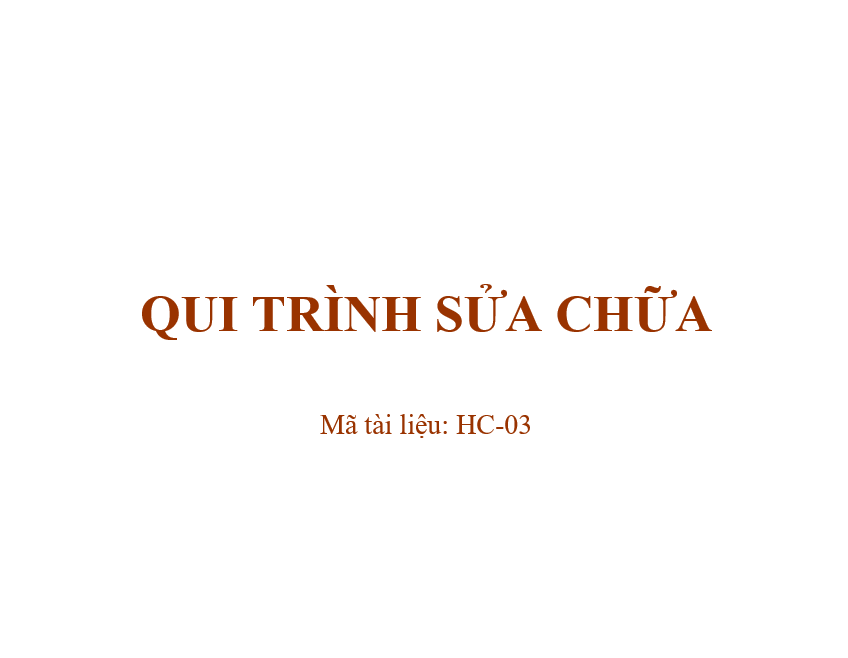 Quy trình sửa chữa 