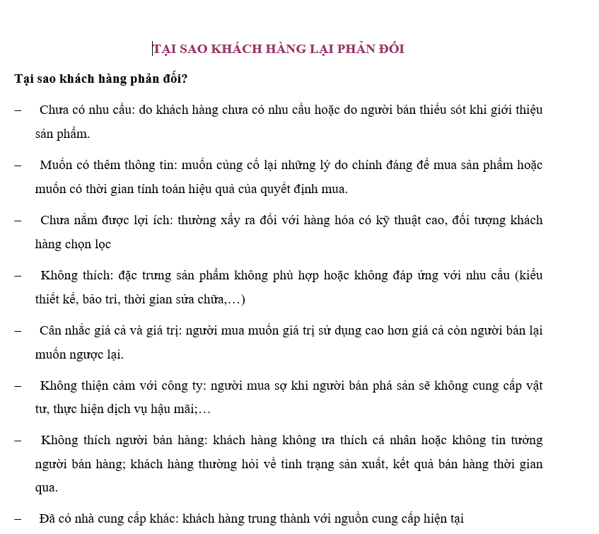 Quy trình bán hàng - Tại sao khách hàng lại phản đối