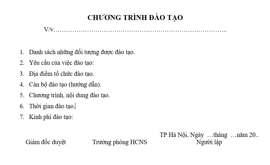 Hệ thống quản trị nhân sự - Chương trình đào tạo