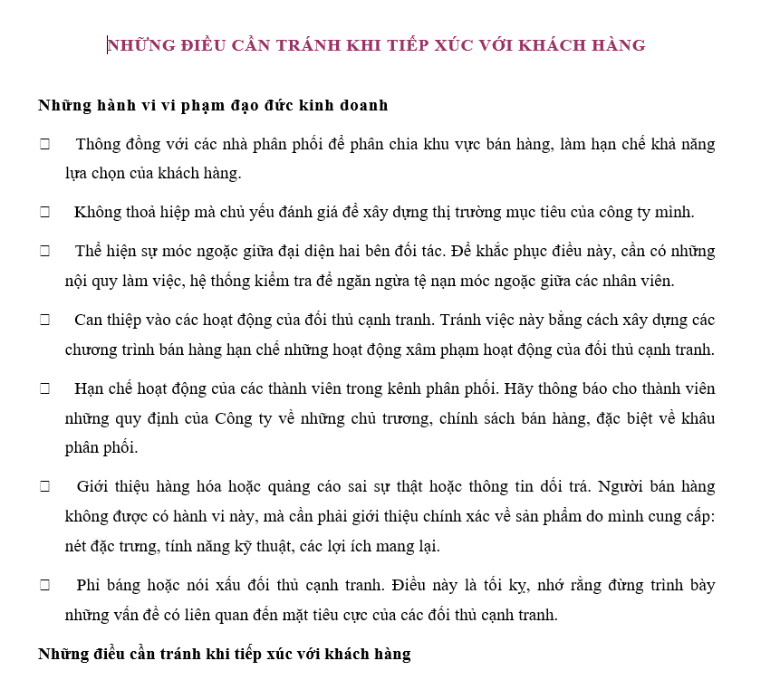 Quy trình bán hàng - Những điều cần tránh khi tiếp xúc với khách hàng