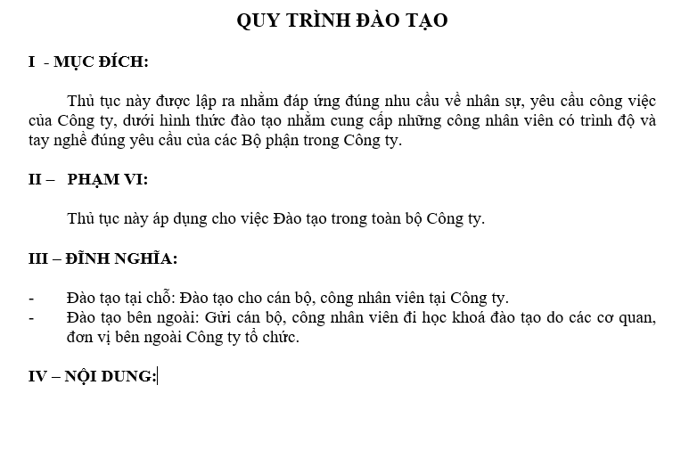 Quy trình đào tạo nhân sự