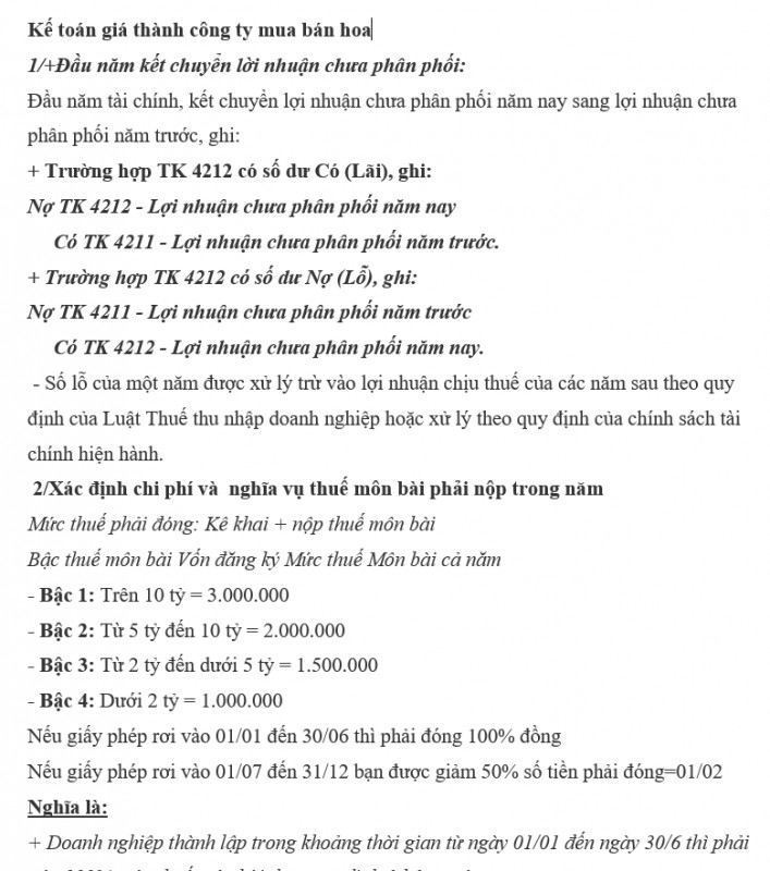 Phân tích đặc thù kế toán trong loại hình doanh nghiệp mua bán hoa