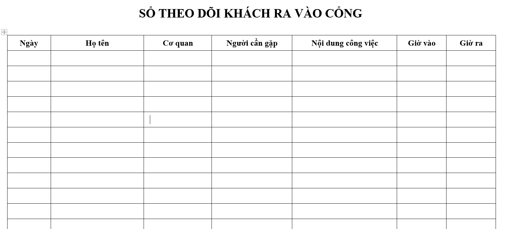 Quy định kiểm soát nhân viên, khách hàng ra vào cổng  - Sổ theo dõi khách ra vào cổng