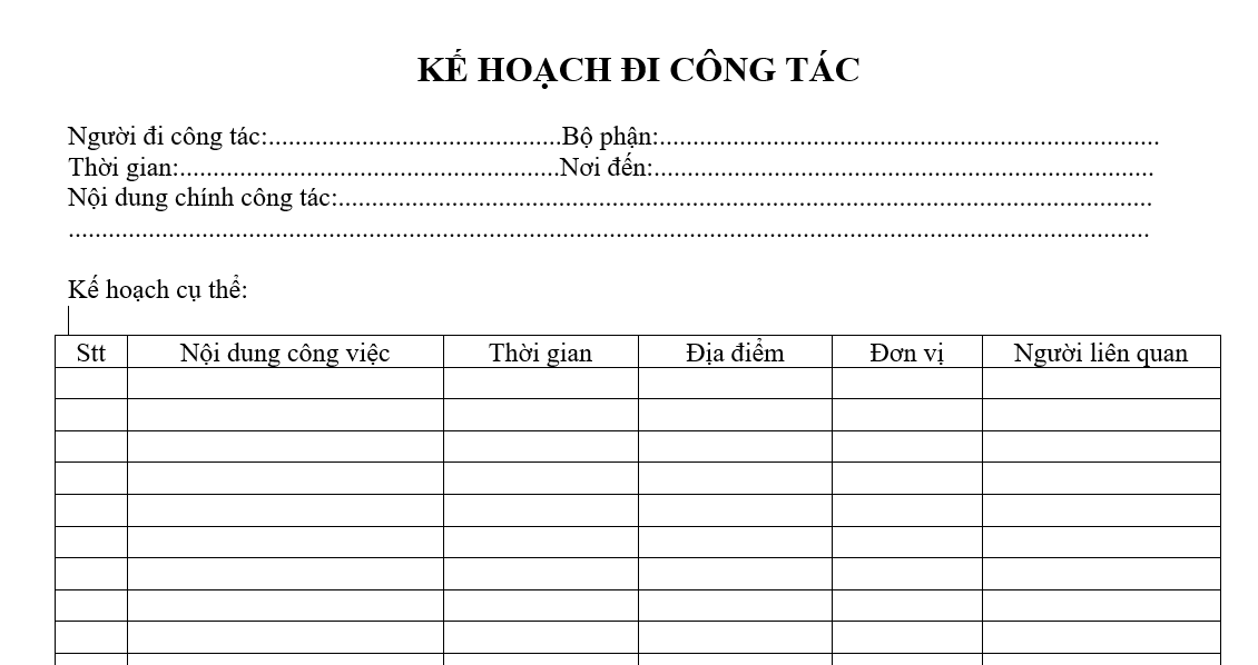 Quy định chế độ công tác phí - Kế hoạch đi công tác